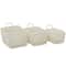 White Cotton Handmade Storage Basket with Handles Set of 3 11", 10", 9"
